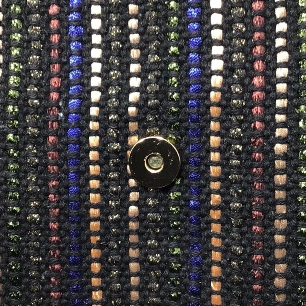 Stella & Dot Taj Black/Metallic Multicolored Woven Clutch.